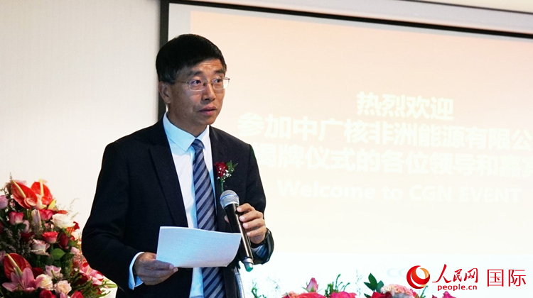 国家电网公司非洲办事处主任汪文安致辞。人民网 刘畅摄