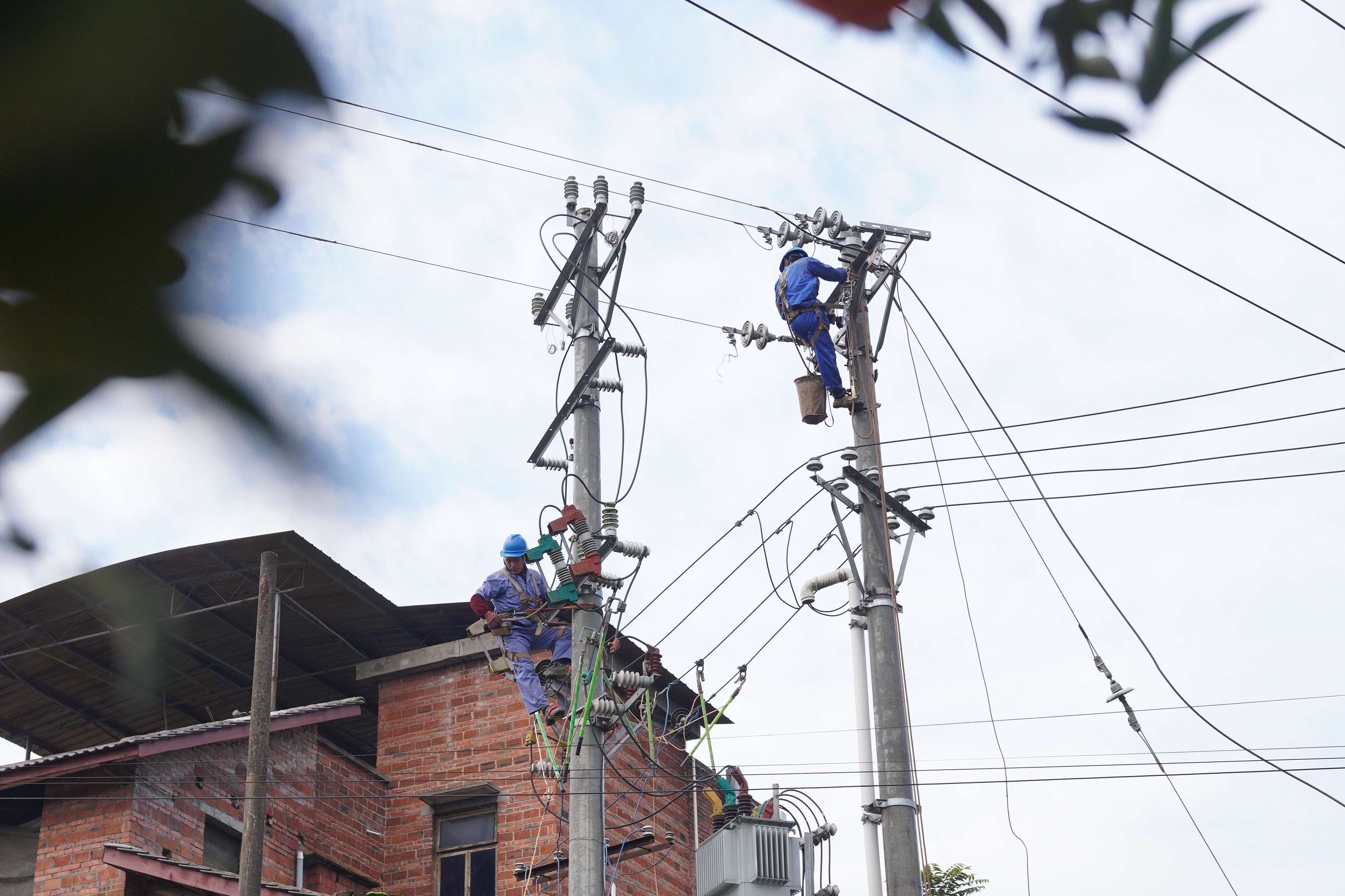 11月19日,国网铜梁供电公司员工在10千伏兴合线永清5社支线更换金具、导线。(颜玲莉).jpg 11月19日,国网铜梁供电公司员工在10千伏兴合线永清5社支线更换金具、导线。(颜玲莉).jpg